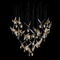Lustre moderne en verre avec décor d'oiseau pour hôtels et restaurants Grande lampe suspendue au plafond pour villa et centre commercial