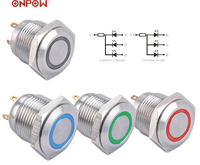 Tiga Warna LED Switch Sejak Tahun 1988 ONPOW CE,ROHS Anti Vandal 22Mm RGB Tri-Warna LED Illuminated Push Button Switch
