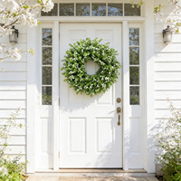 Guirlande d'eucalyptus étoilé printemps-été 60 cm, feuilles vertes artificielles, semi-manuelle, pour décoration de porte, cour et salon