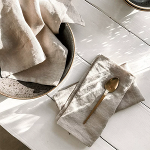 Japanese Style 100% Linen Napkin Simple Western Dining Mat Restaurant &amp; Home Use Food Photography Prop Solid Color <strong>Tea</strong> <strong>Towel</strong> - Product Image 3