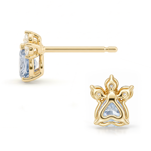 New Trendy Lovely <b>Cat</b> Design Real 18K Solid Gold Natural Diamond Sapphire Heart Shape ODM Single Stud <b>Earring</b> For Mix Matching - Product Image 3