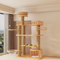 Arbre à chat moderne en bois massif et sisal, grand, luxueux et écologique, avec structure d'escalade pour usage domestique, design multi-chats, en carton