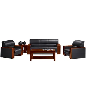 Long modern classic pu leather custom china factory 1 2 3 Seater office sofa leather office chairs and tables furniture