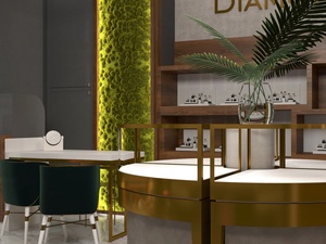เฟอร์นิเจอร์โชว์รูมร้านเครื่องประดับสั่งทำ ตู้โชว์หินอ่อน เคาน์เตอร์ทอง ตู้โชว์สินค้าบูติก ร้านค้าปลีกพร้อมติดตั้ง - Product Image 3