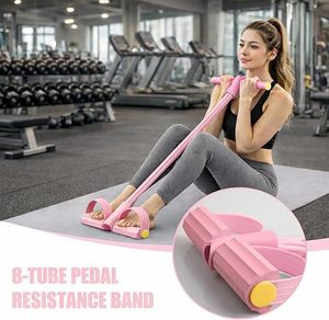 Bande de résistance à pédale 4/6/8 tubes pour exercices des jambes, entraînement abdominal, amincissement et fitness - Product Image 3
