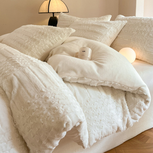 Mềm Faux Thỏ Lông Sọc Lông Cừu Mùa Đông Ấm Áp Phòng Ngủ Nhà Nữ Hoàng Vua Kích Thước Bộ Đồ Giường Duvet Cover Set - Product Image 6