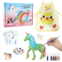 Kit de peinture licorne en plastique avec tablier, 3 petites pegasi, 3 petites licornes, autocollants de tatouage licorne mignons