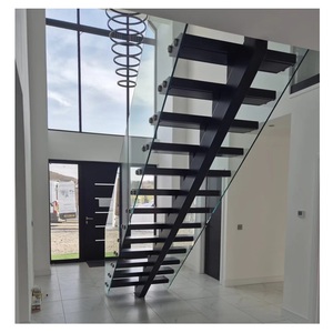 <span class=keywords><strong>Escalier</strong></span> extérieur en <span class=keywords><strong>bois</strong></span> massif de haute qualité, écologique et durable, avec garde-corps en verre pour villa et appartement - Design flottant moderne - Product Image 5