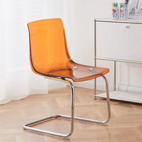 Chaises en acrylique renforcé de haute qualité au design coloré, sans accoudoirs, dossier confortable, faible MOQ