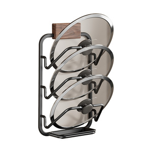 Wall Mounted Pot Lid <b>Rack</b> With Cutting Board Holder Multi Functional <b>Kitchen</b> Storage <b>Rack</b> Easy Cleaning Rectangle Shape - Product Image 5