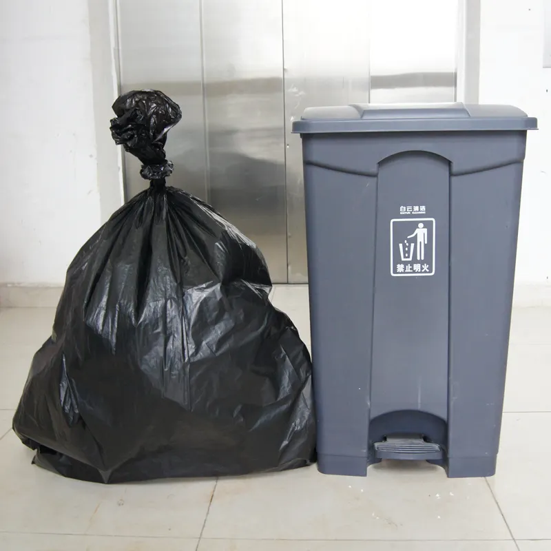 Heavy duty eco black big trash bags 55-60 gallon plastic garden waste rubbish can liner garbage plastic bags 25kg