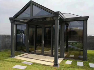 JINFUDA Serre Moderne Métal Toit Incliné <span class=keywords><strong>Solarium</strong></span> Verre Maison Jardinage Relaxant Divertissant Cour Patio Jardin Véranda - Product Image 4