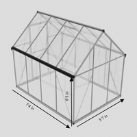 8'x6'ft Kit de serre de jardin en cristal à cadre en métal moderne et écologique Porte à charnière simple Assemblage facile Ventilation d'arrière-cour pour la maison