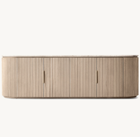 Ensemble de meubles de salon de style américain au design moderne, meuble TV de luxe avec plateau en marbre, console multimédia en chêne massif à 4 portes