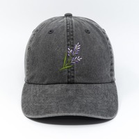 Casquette de baseball 5 panneaux classique unie en acrylique souple avec broderie florale, lavable, style Dad Hat, pour la vente en gros, avec logo personnalisé