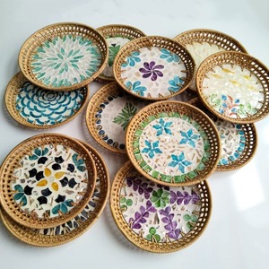 ตะกร้าหวายทำมือ ตะกร้าใส่ขนม จานใส่ของว่าง จานใส่เครื่องประดับ จัดเก็บเครื่องสำอาง ของตกแต่งห้องนั่งเล่น สไตล์เอเชียตะวันออกเฉียงใต้ - Product Image 1