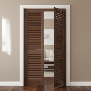 Porte à persiennes en bois massif résistant aux intempéries, design moderne, blanc, pour intérieur, salle à manger, appartements, hôtels, surface finie - Product Image 2