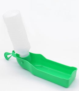 Portable <b>Dog</b> Water <b>Bottle</b> With Green Tray Leak Proof Outdoor Travel Pet <b>Drinking</b> Bowl Plastic Simple Design For Indoor Use - Product Image 1