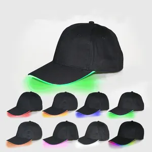 Hf Glowing In The Dark Adjustable Unisex Cotton Led Baseball Caps For Party Night Running