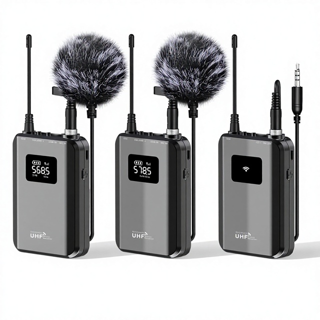 U60-2 Professional-grade Wireless Recording Microphone for Cameras, Wireless Earphone Lavalier Microphone System, Dual Channel