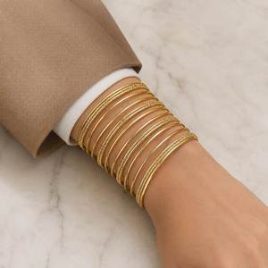 New Trendy Gold Plated Punk Style Feather Big Circle Open Cuff Bangle <b>Boho</b> <b>Bracelet</b> Set for Women Jewelry - Product Image 5