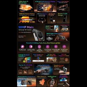 Teléfono Móvil Inteligente Blackview Oscal Pilot 3 5G, Teléfono Resistente, 12 GB + 256 GB, Visión Nocturna, 6.78 Pulgadas, Android 15, Resistente al Agua, 7500 mAh - Product Image 6