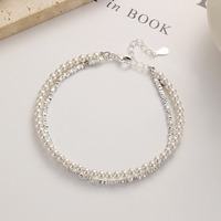 Bracelet double couche en argent sterling 925 imperméable pour femme, avec perles et chaîne en gravier argenté, bijou tendance, cadeau, vente en gros