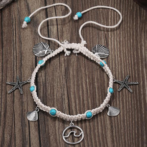 Bohème coquille étoile de mer été plage bracelets de cheville pour femmes Turquoise cheville sandales sur jambe filles pieds nus artisanat chaîne <span class=keywords><strong>bijoux</strong></span> - Product Image 2