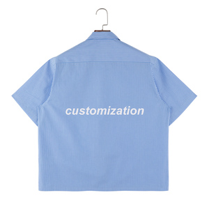 <span class=keywords><strong>Camicie</strong></span> da <span class=keywords><strong>uomo</strong></span> con abbigliamento speciale per giovani camicia a maniche corte Casual a righe semplici a bolle con due tasche - Product Image 2