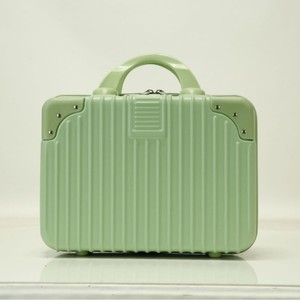 กระเป๋าแต่งหน้าขนาดเล็ก 14 นิ้วกระเป๋าเครื่องสำอางแบบพกพาน้ำหนักเบาพร้อมซิปสีทึบมาการองสีเขียวสำหรับผู้หญิงการจัดเก็บสำหรับการเดินทาง - Product Image 1