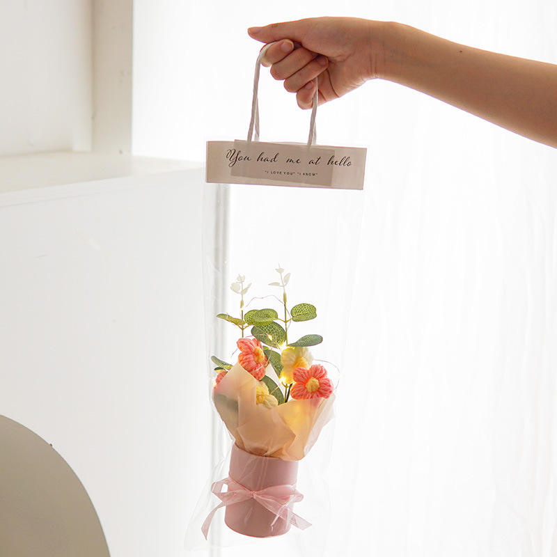 Puff flower tote bag-pink