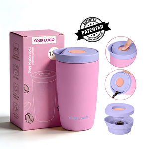 Vaso de Café Helado de Acero Inoxidable con Aislamiento al Vacío, Personalizado con Logotipo, 12 oz, Reutilizable, con Tapa de Botón - Product Image 1