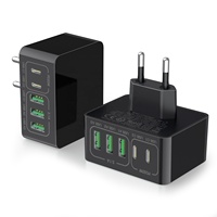 Chargeur mural HNT GaN 35,5W avec prise UK/EU/US, 5 ports, 3A2C, chargeur rapide avec PD3.0 pour ordinateur portable et adaptateur universel