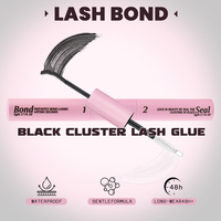 Kit de colle à cils Lashestar avec logo personnalisé, sans latex, 3-en-1, transparent et noir, forte tenue, pour extensions de cils en grappe
