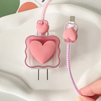 Protector de Cable de Carga con Diseño New Wave Love, Funda Protectora para Cabezal de Cargador de Teléfono de 20W, Funda Protectora para Cable de Datos para iPhone