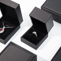 Boîte d'emballage élégante en cuir noir Zebopak pour bijoux, avec logo personnalisé, pour ensemble bague et collier, étui cadeau pour marques de bijoux, vente en gros