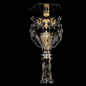 Sculpture artistique en résine et acier inoxydable de 60 cm en forme de crabe du zodiaque, avec base en verre transparent, pour décoration de salon, hôtel, club - Product Image 1