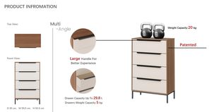 Cajones de TV de almacenamiento de 5 capas de diseño moderno Marco de acero Cajón de 3 niveles Cofre Juego de muebles de sala de estar Almacenamiento eficiente - Product Image 4