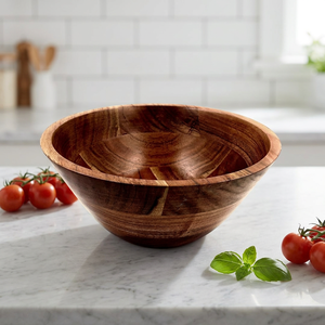 Bol de service en bois 100% naturel, durable, léger et écologique pour la maison, les cadeaux, la présentation des aliments, vente en gros par EVANA IMPEX - Product Image 1