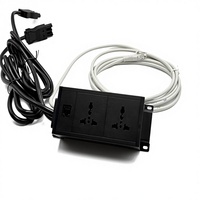 Bloc d'alimentation industriel de table en alliage d'aluminium, 16A, 2 prises CA, port RJ45 avec câble d'alimentation de 3m