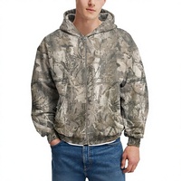 Sweat-shirt à capuche zippé intégral pour homme, style streetwear, motif camouflage Realtree écologique, coupe oversize, motif feuilles de forêt vintage, collection automne