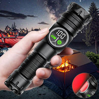 Linterna Táctica Láser Blanca Recargable con Banco de Energía, Zoom, Pantalla, Luz Lateral COB, Magnética, para Camping y Actividades al Aire Libre