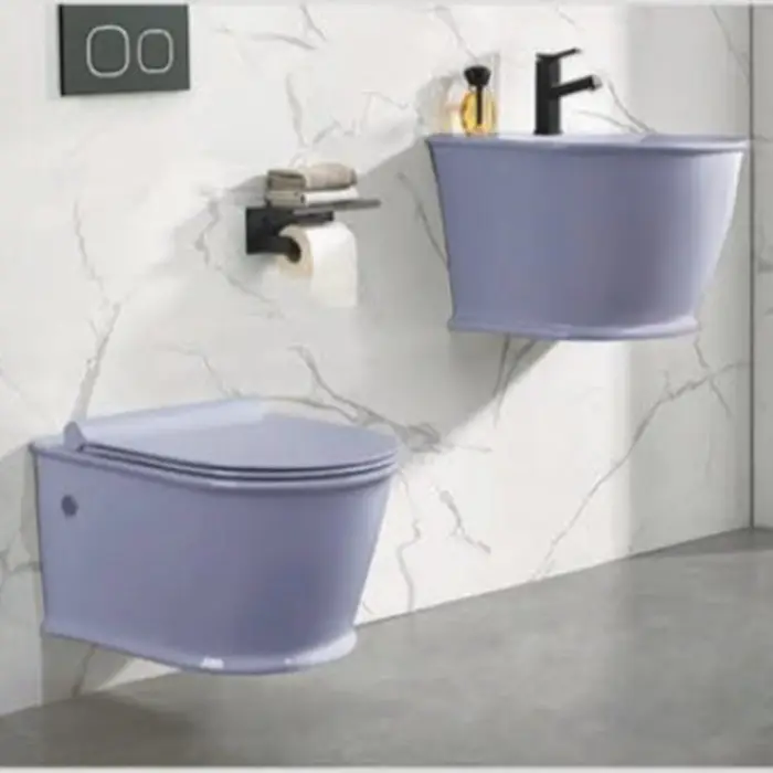 Sıhhi tesisat banyo seramik renkli wc işemek duvar asılı lavabo seti