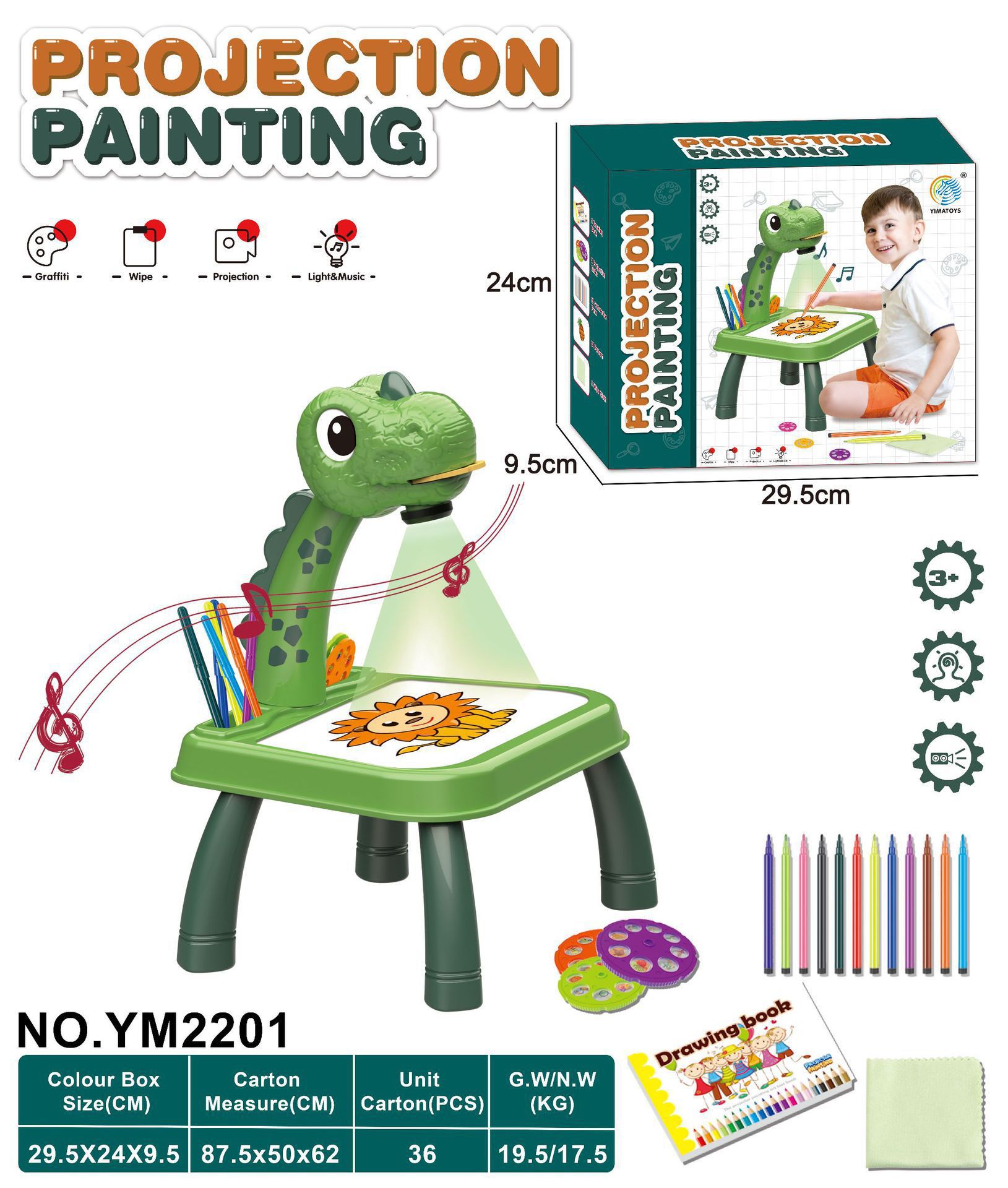 Table de projection Tyrannosaurus rex-vert