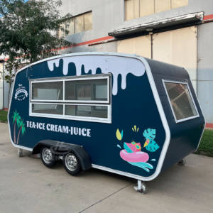 รถพ่วงครัวเคลื่อนที่ ตู้ขายอาหารริมทาง รถเข็นขายอาหารขนาดเล็กบนล้อ รถเข็นขายอาหารเคลื่อนที่สำหรับพ่อค้าแม่ค้าริมทาง - Product Image 4