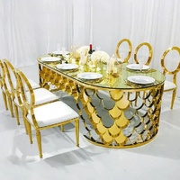 Table de mariage avec plateau en verre, décoration de table de mariage, table des mariés