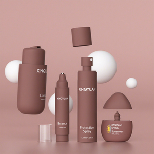 Set di Packaging Cosmetico XINGYUAN in Marrone Opaco per Siero, Crema <span class=keywords><strong>Solare</strong></span>, <span class=keywords><strong>Spray</strong></span> 50ml 120ml, Flacone Airless con Applicatore a Sfera per Essenze Skincare, Personalizzabile - Product Image 1