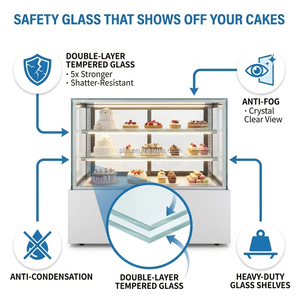 Présentoir de boulangerie luxueux Pâtisserie réfrigérée Équipement de réfrigération commercial Réfrigérateur d'affichage de gâteau - Product Image 5
