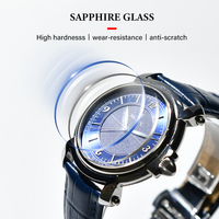 Montre minimaliste de luxe en quartz bleu cristal résistant à l'eau 3 ATM, 40 mm, fabriquée en Chine, avec logo personnalisé