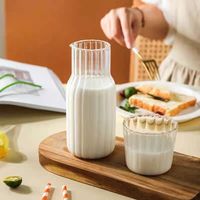 Pichet à lait moderne en verre borosilicate, fait main, grande capacité, avec couvercle, compatible lave-vaisselle et micro-ondes, sans BPA, transparent, portable